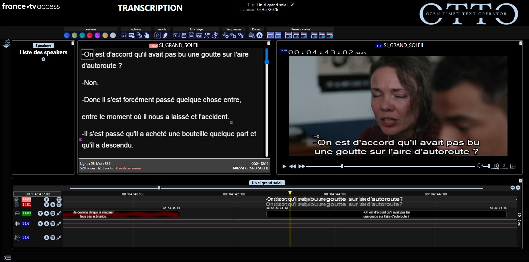 Capture d'écran du logiciel OTTO